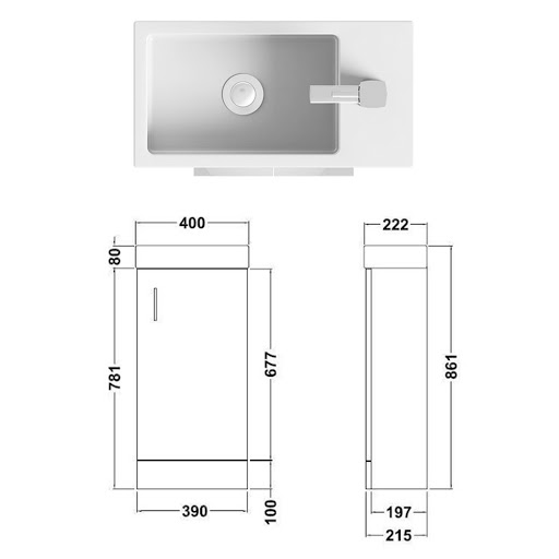 Cloakroom Suite 400mm Gloss White 1 Door Floor Standing Vanity Unit Basin With Cesar Rimless Toilet - Slim