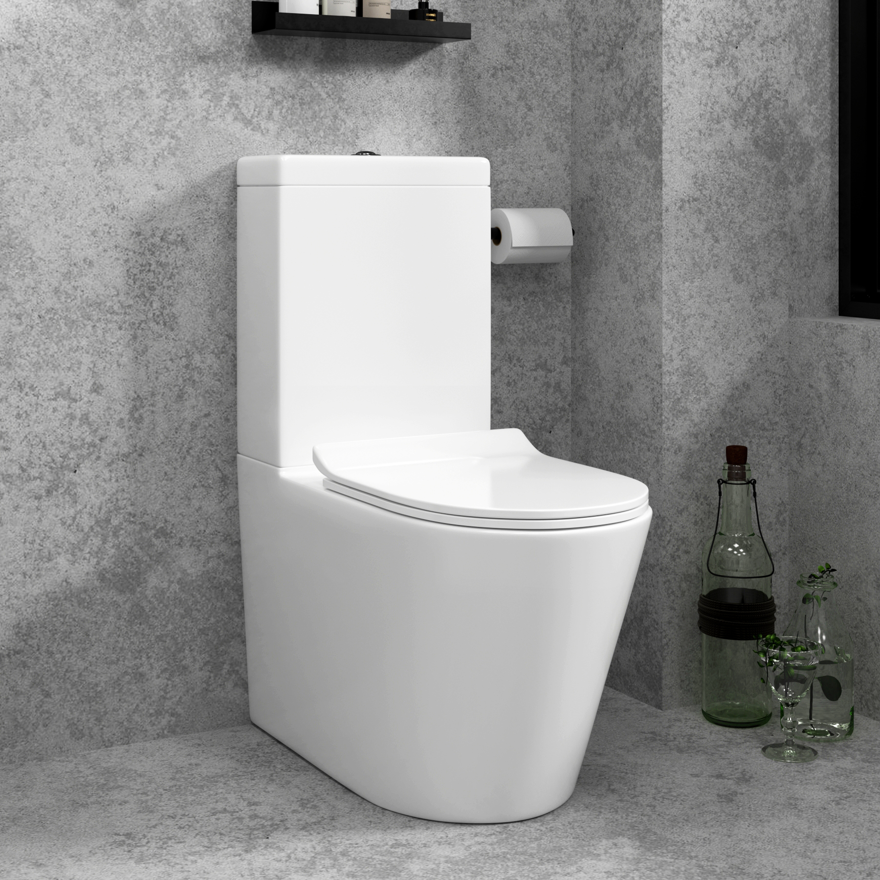 Cloakroom Suite 400mm Gloss White 1 Door Floor Standing Vanity Unit Basin With Cesar Rimless Toilet - Slim