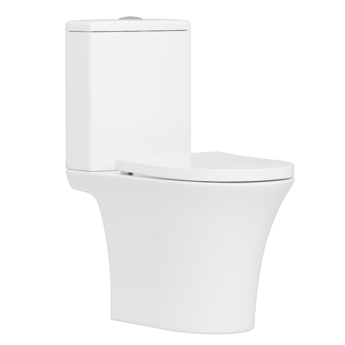 Cloakroom Suite 500mm Indigo Grey Gloss 2 Door Floor Standing Vanity Unit Basin With Amaze Rimless Toilet & Soft Close Seat