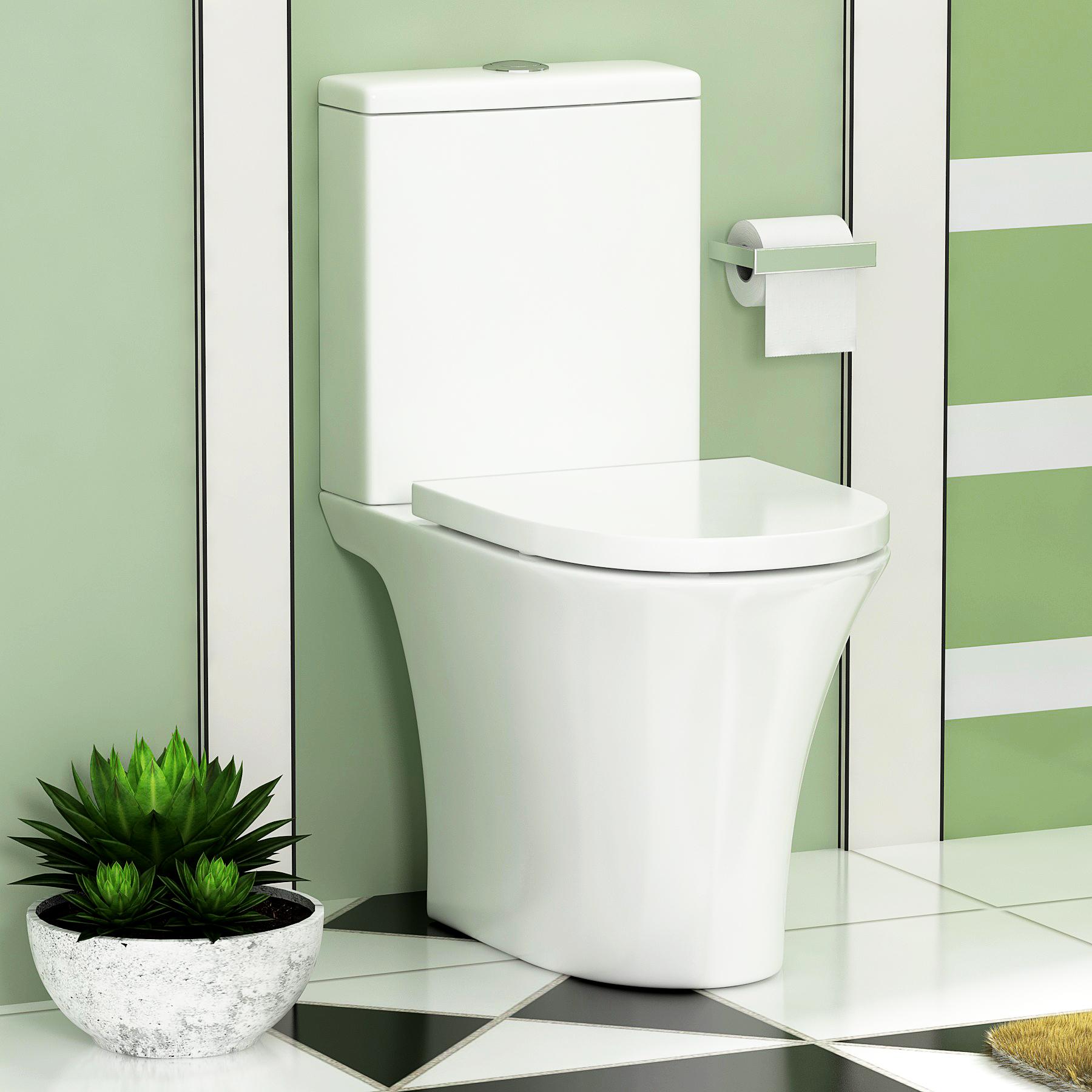 Cloakroom Suite 500mm Indigo Grey Gloss 2 Door Floor Standing Vanity Unit Basin With Amaze Rimless Toilet & Soft Close Seat