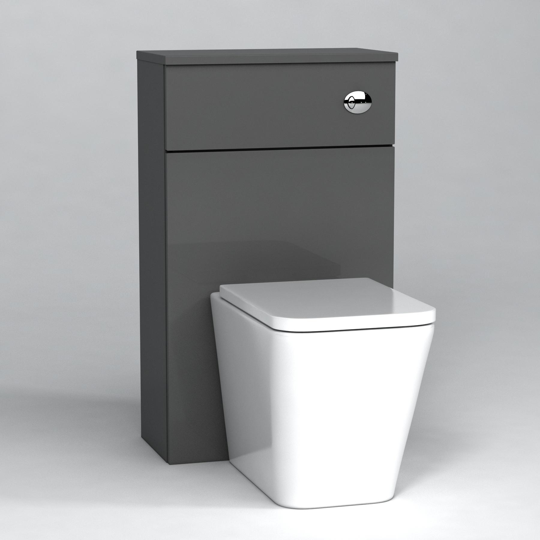 Cloakroom Suite Indigo Grey Gloss 400mm 1 Door Vanity Unit and BTW WC Unit with Elena Pan