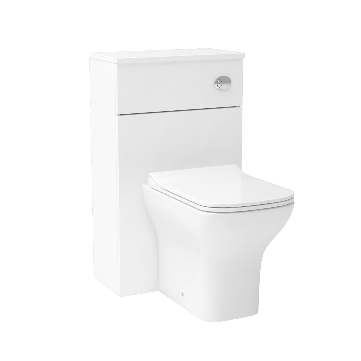 Cloakroom Suite Gloss White 400mm 1 Door Vanity Unit and BTW WC Unit with Qubix Pan