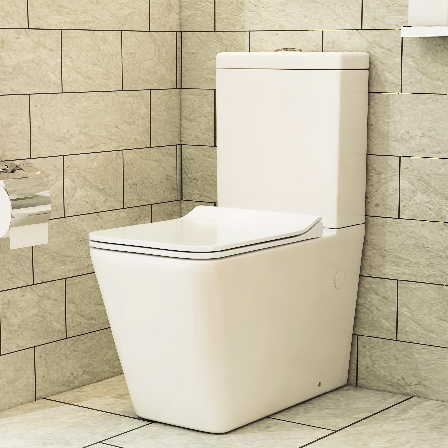 Cloakroom Suite 400mm Indigo Grey Gloss 1 Door Wall Hung Vanity Unit Basin & Elena Rimless Toilet - Slim