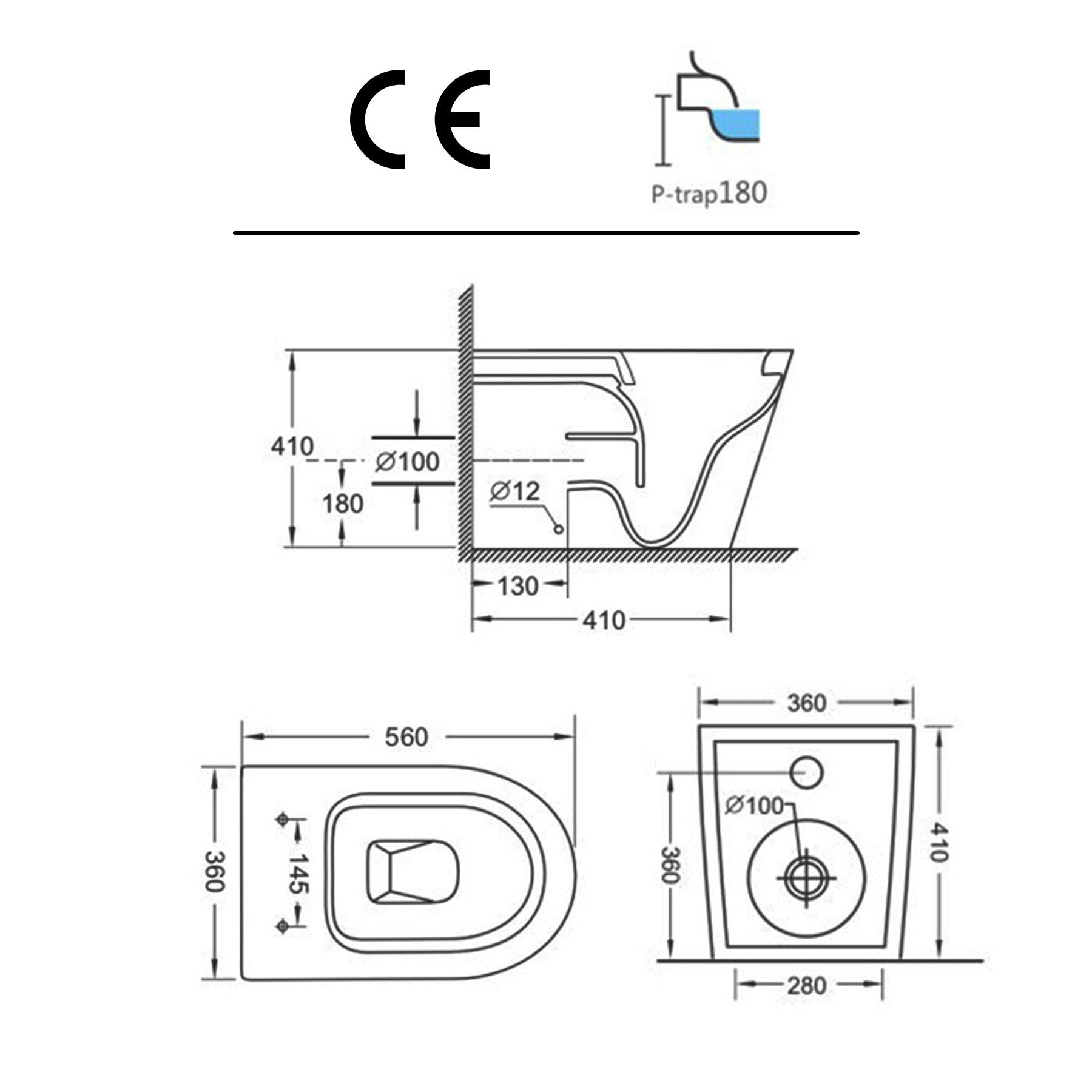 Cloakroom Suite Gloss White 400mm 1 Door Wall Hung Vanity Unit with BTW WC Unit & Cesar Toilet Pack - Slim