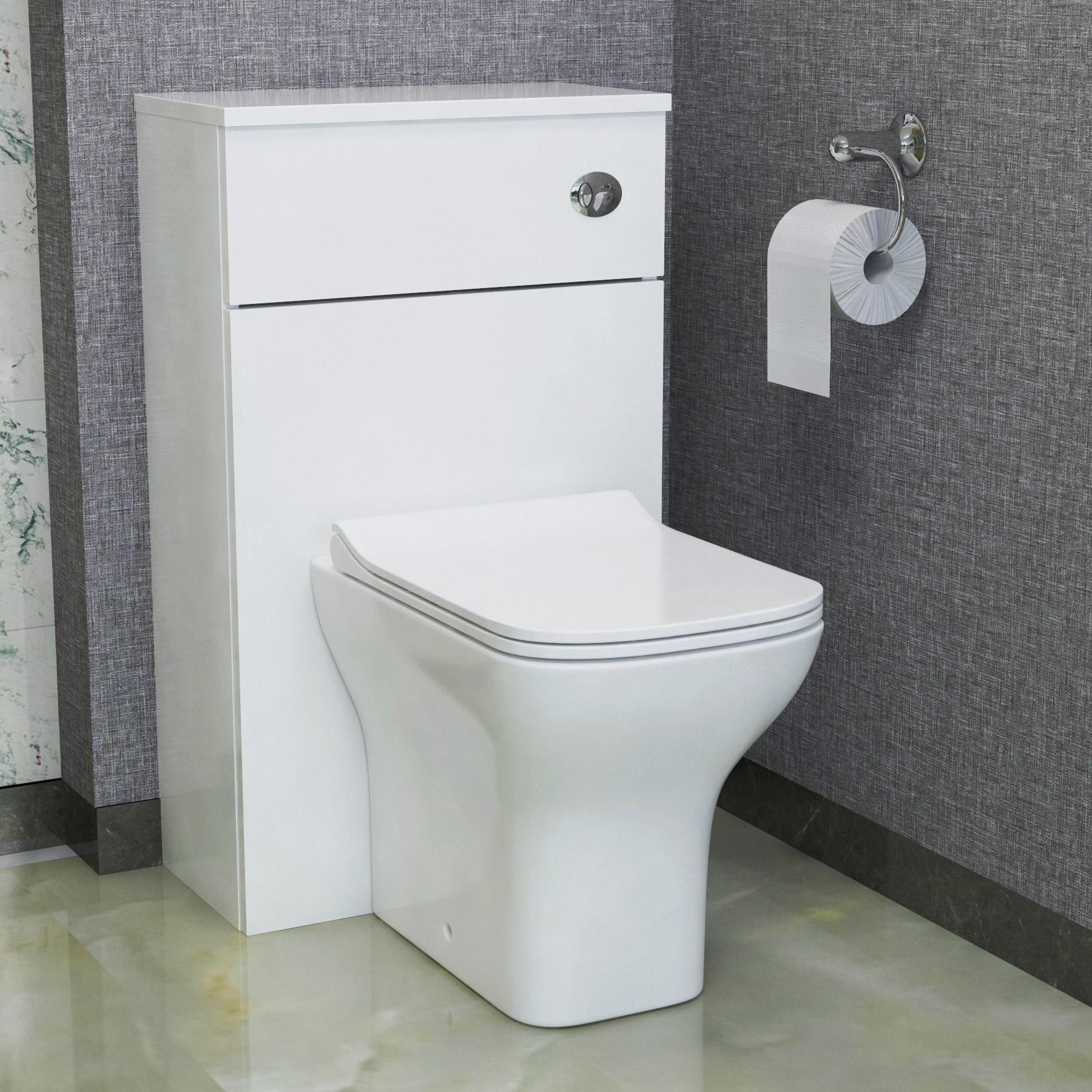 Cloakroom Suite Gloss White 400mm 1 Door Wall Hung Vanity Unit with BTW WC Unit & Qubix Toilet Pack