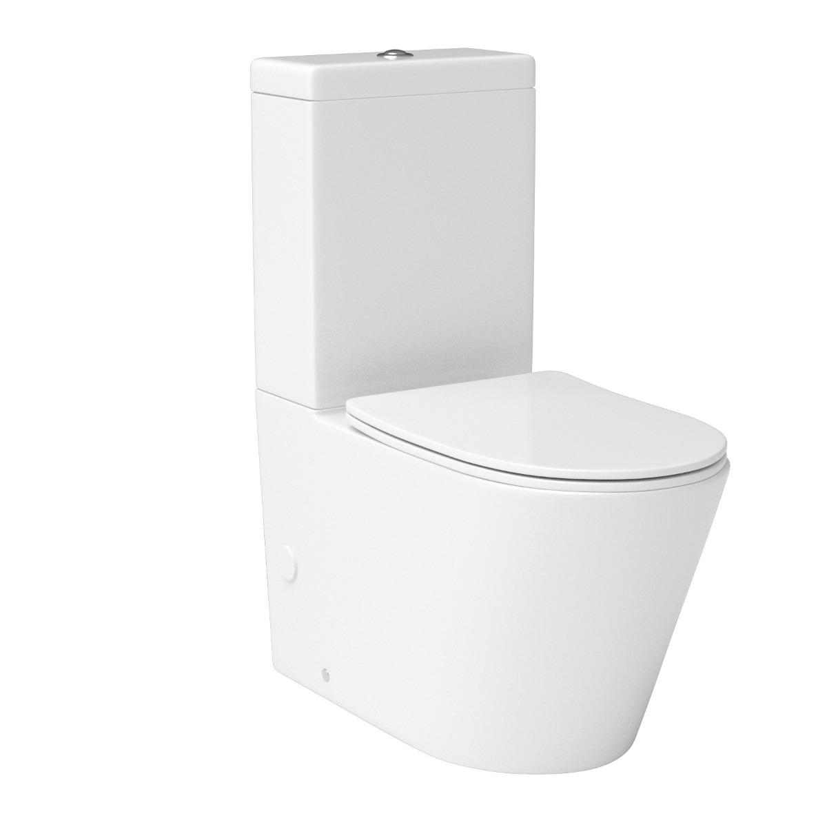 Turin 500mm Indigo Grey Gloss 2-Door Vanity Unit with Minimalist Basin & Close Coupled Toilet - Slim