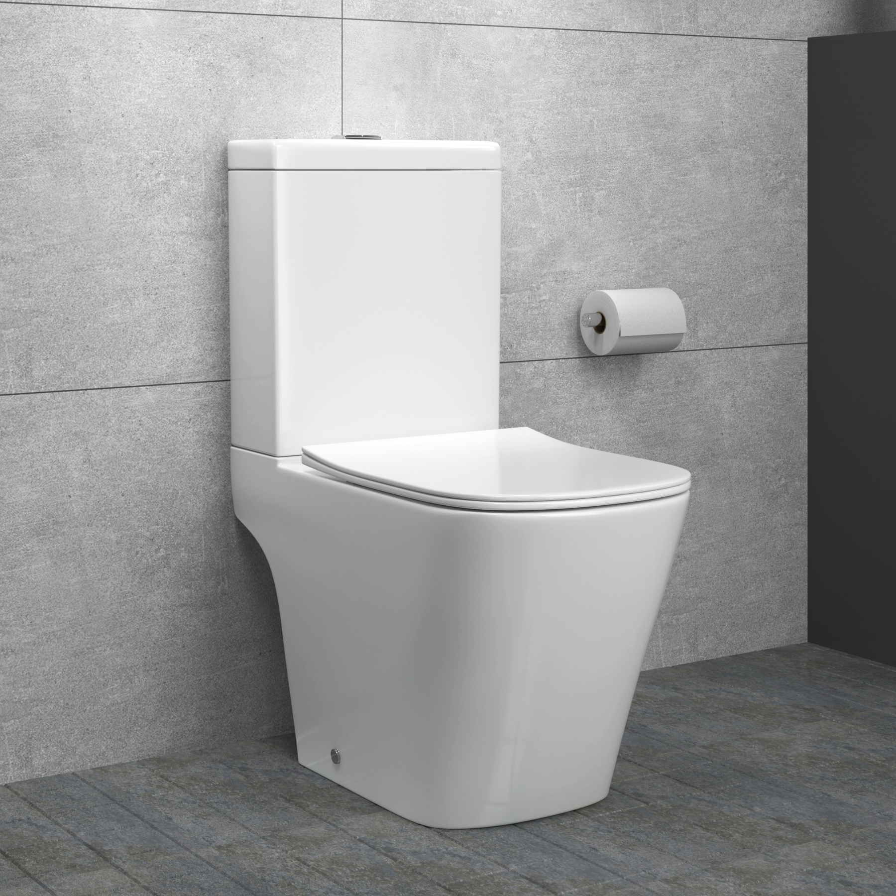 Cloakroom Suite 500mm Indigo Grey Gloss 2 Door Floor Standing Vanity Unit Basin With Elite Rimless Toilet - Slim