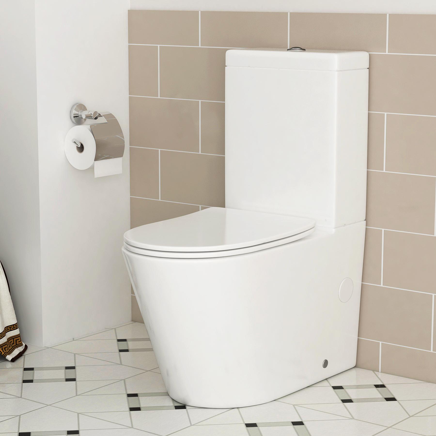 Turin 500mm Indigo Grey Gloss 2-Door Vanity Unit with Minimalist Basin & Close Coupled Toilet - Slim