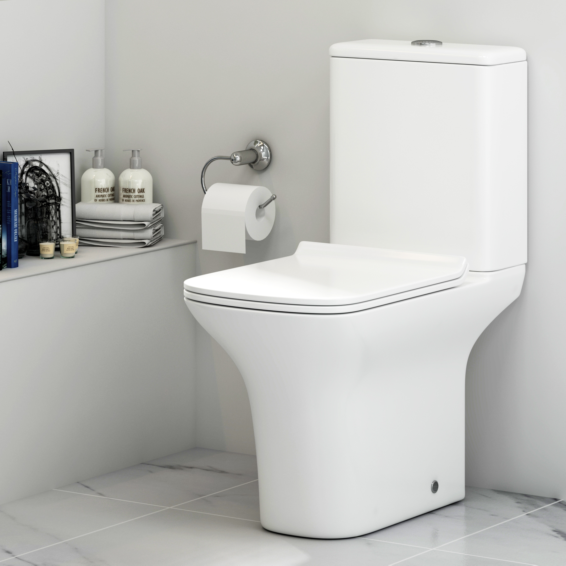 Turin 500mm Gloss White 2-Door Vanity Unit with Cube Close Coupled Toilet