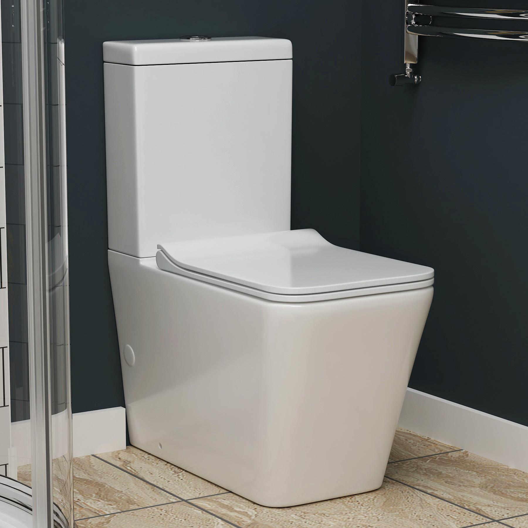 Turin 500mm Gloss White 2-Drawer Vanity Unit with Elena Close Coupled Toilet - Slim