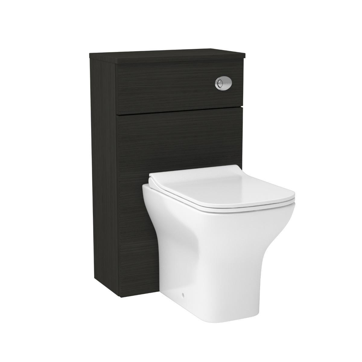 Cloakroom Suite 400mm Hale Black 1 Door Floor Standing Vanity Unit with BTW Toilet Pack - Turin