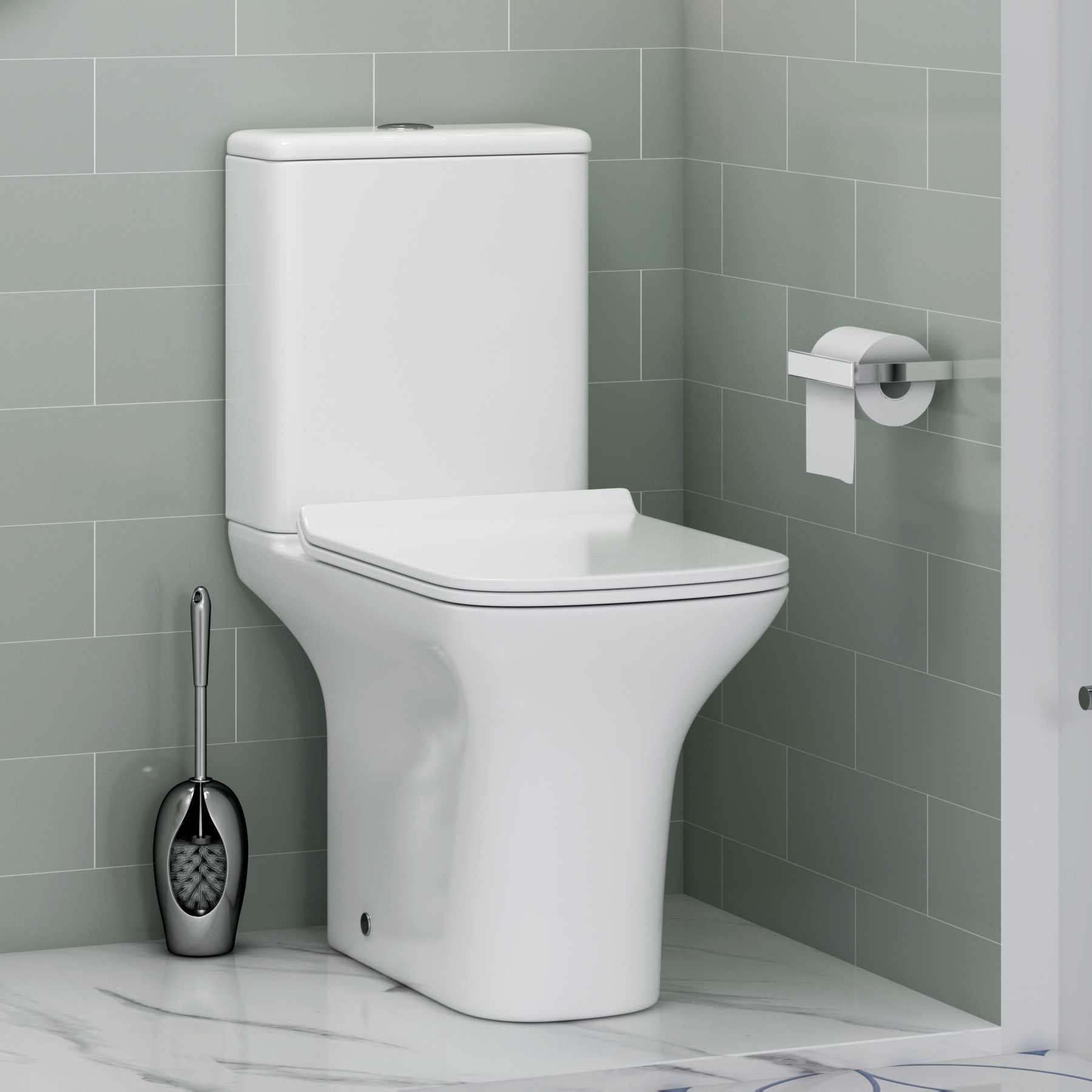 700mm Pivot Shower Door En-Suite with Cube Rimless Toilet & Como Freestanding Vanity Unit Cabinet
