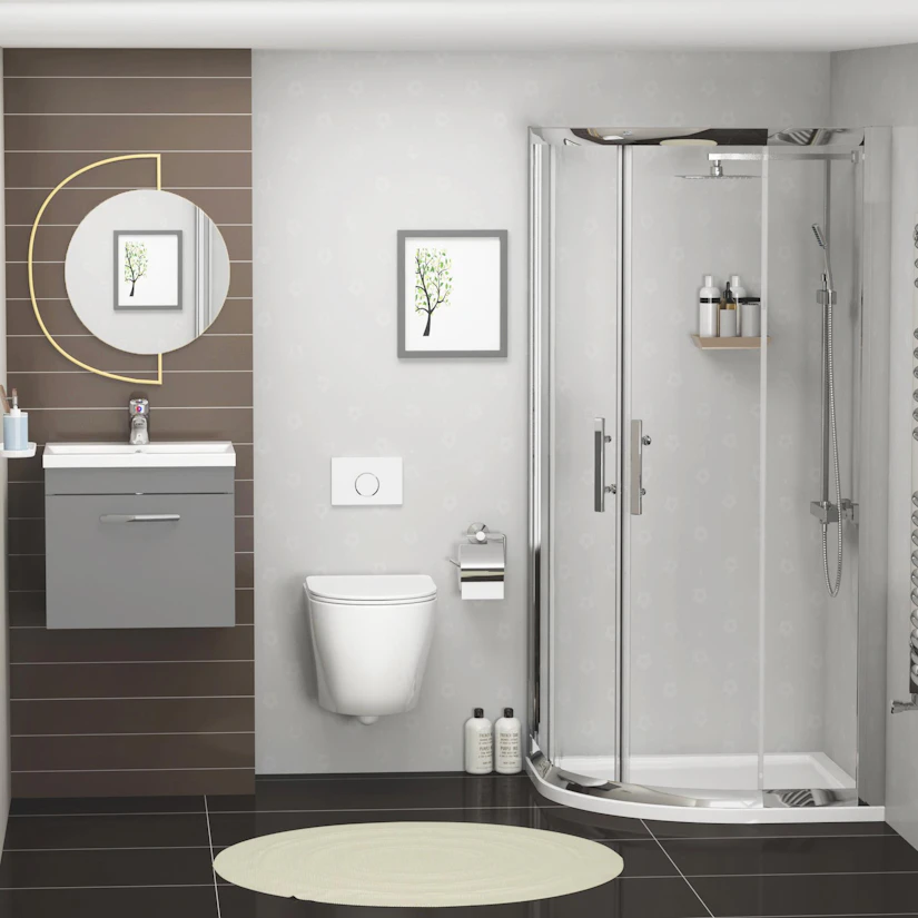 700mm Quadrant Shower Enclosure Suite with Elva Wall Hung Pan & Vanity ...