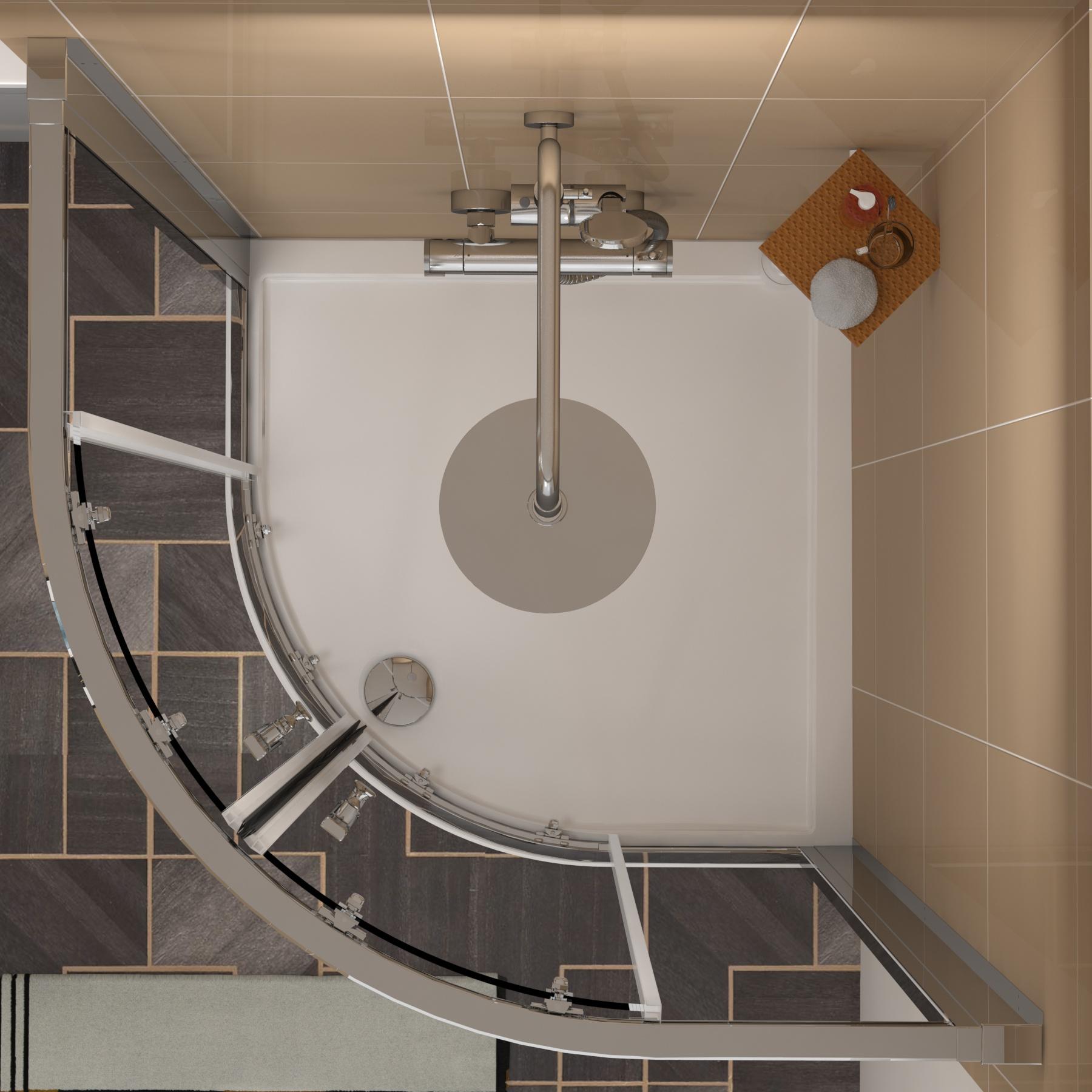 700mm Double Sliding Quadrant Shower Enclosure Suite With Thermostatic Shower + Cube Toilet & Wall Hung Unit