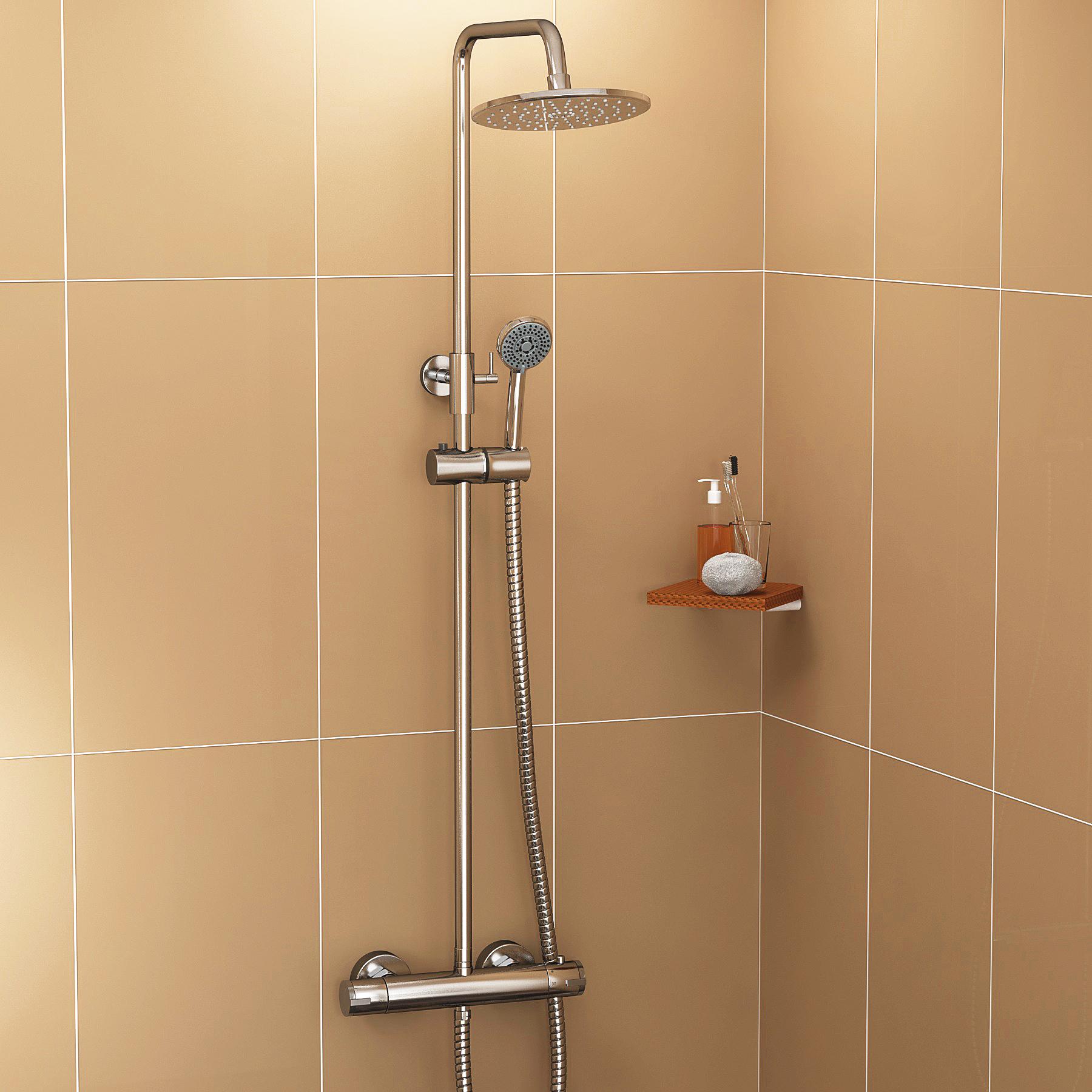 700mm Double Sliding Quadrant Shower Enclosure Suite With Thermostatic Shower + Cube Toilet & Wall Hung Unit