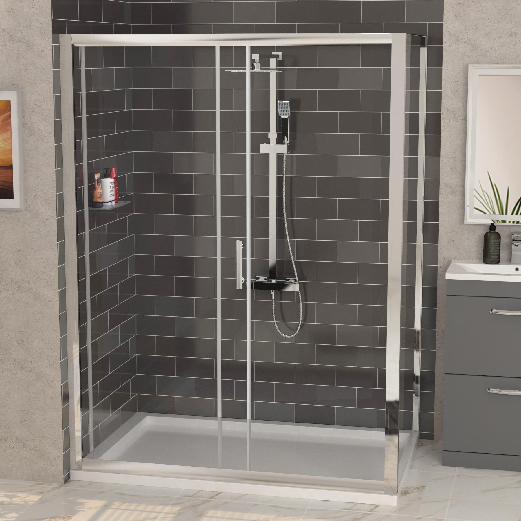 Grand 1100 x 760 Shower Enclosure En-Suite With Peak Toilet & 600mm Grey Gloss 2 Drawer Vanity Unit
