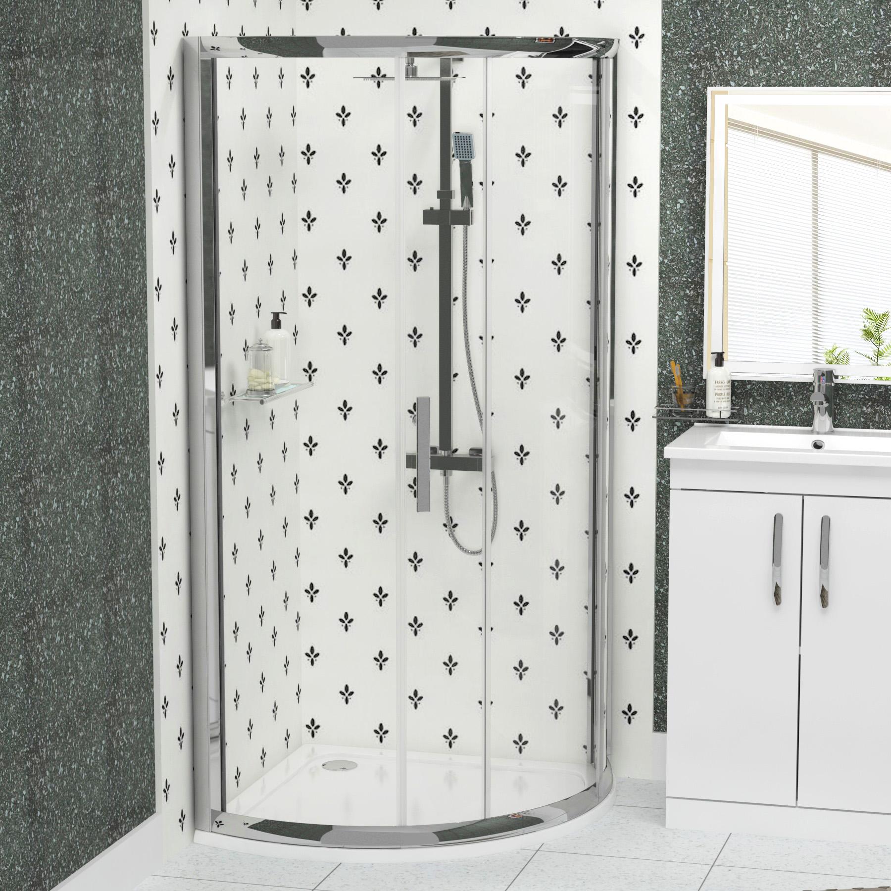 860mm Single Quadrant Shower Enclosure En-Suite With Amaze Toilet & 600mm Gloss White 2 Door Vanity Unit