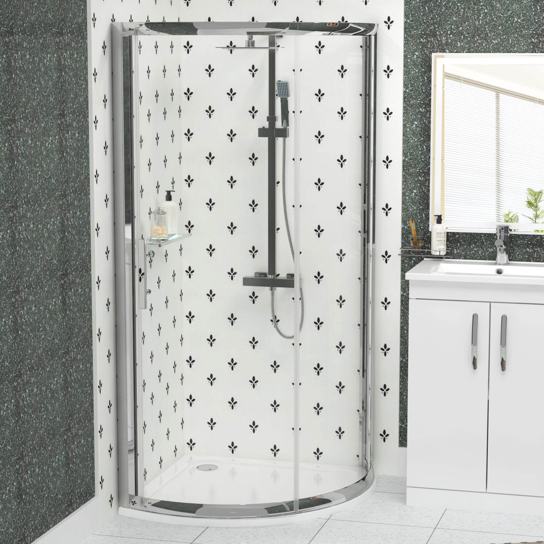 860mm Single Quadrant Shower Enclosure En-Suite With Amaze Toilet & 600mm Gloss White 2 Door Vanity Unit