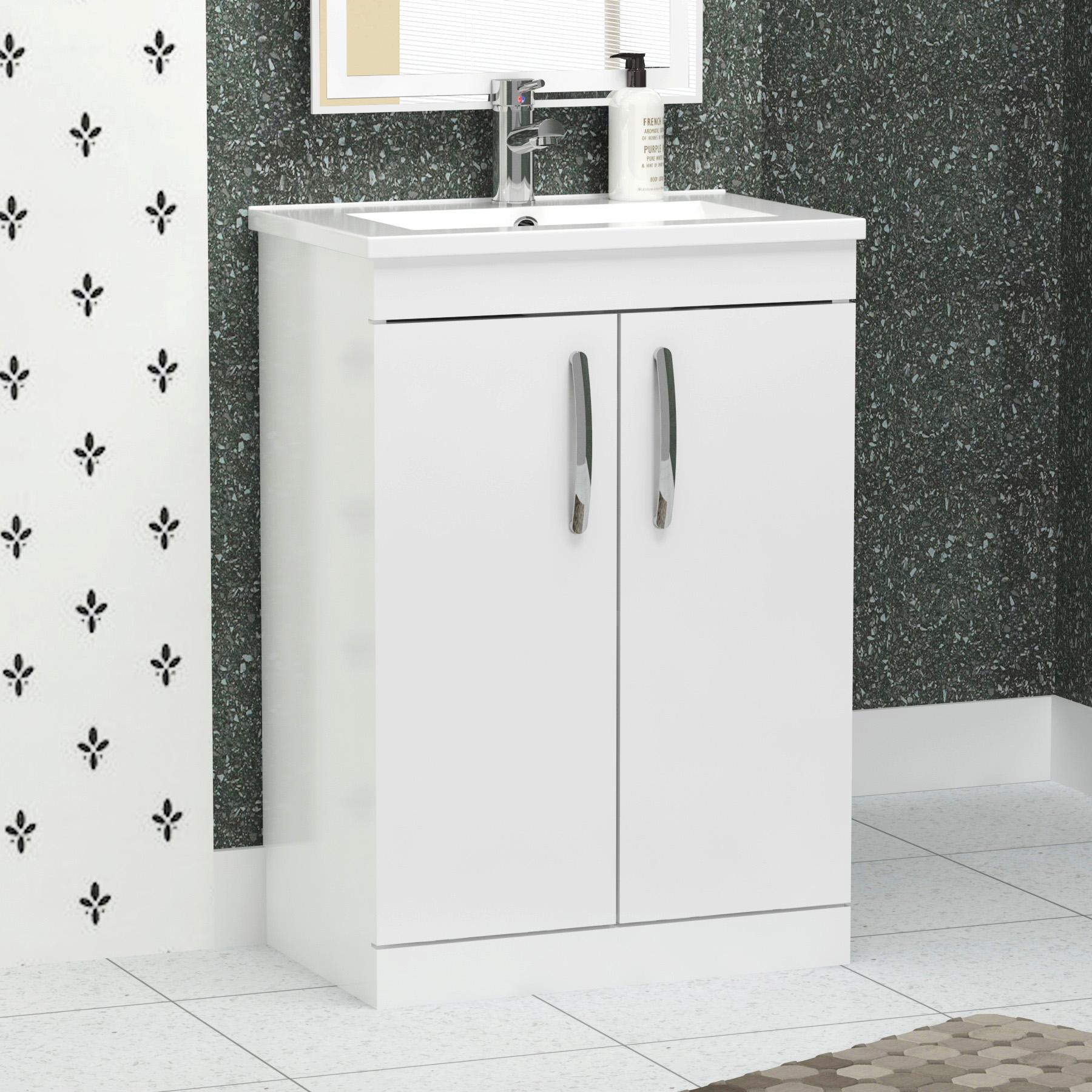 860mm Single Quadrant Shower Enclosure En-Suite With Amaze Toilet & 600mm Gloss White 2 Door Vanity Unit