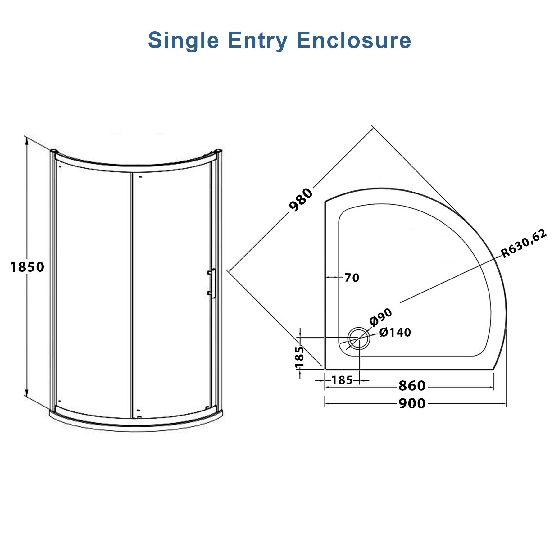 860mm Single Quadrant Shower Enclosure En-Suite With Amaze Toilet & 600mm Gloss White 2 Door Vanity Unit