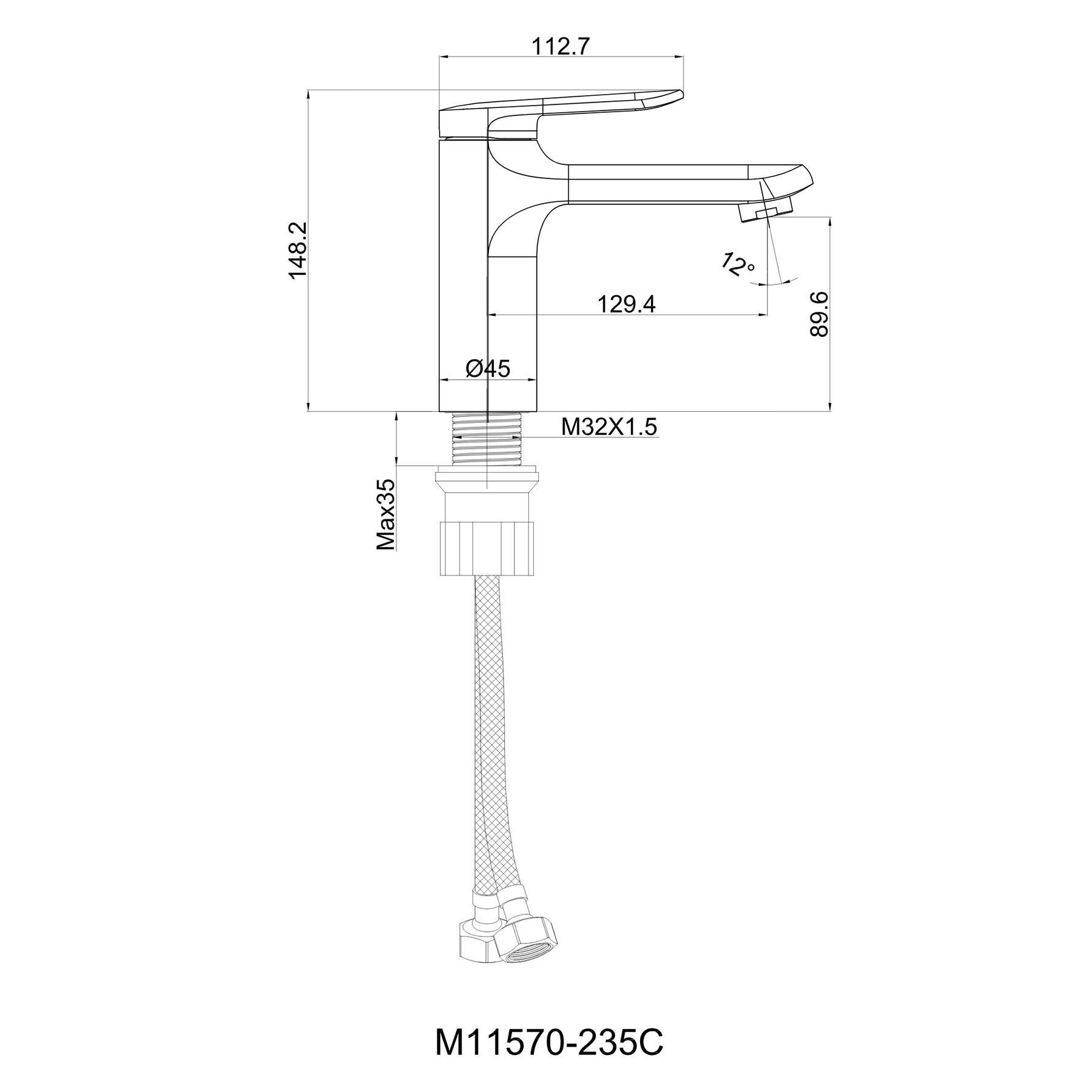 Luxe Mono Basin Mixer Lever Tap Elegant Design - Matt Black