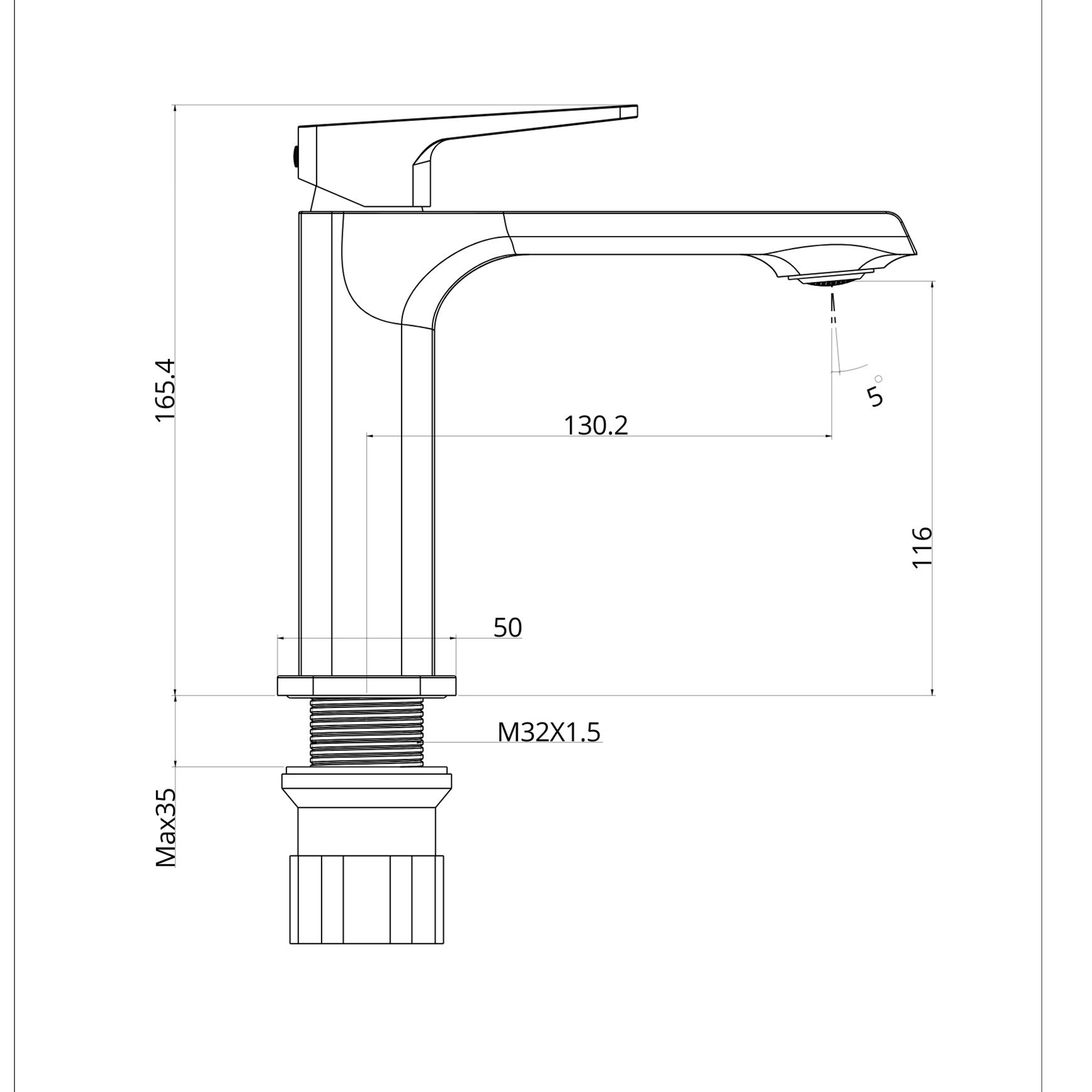 Cora Mono Basin Mixer Tap Modern Elegant Design - Chrome