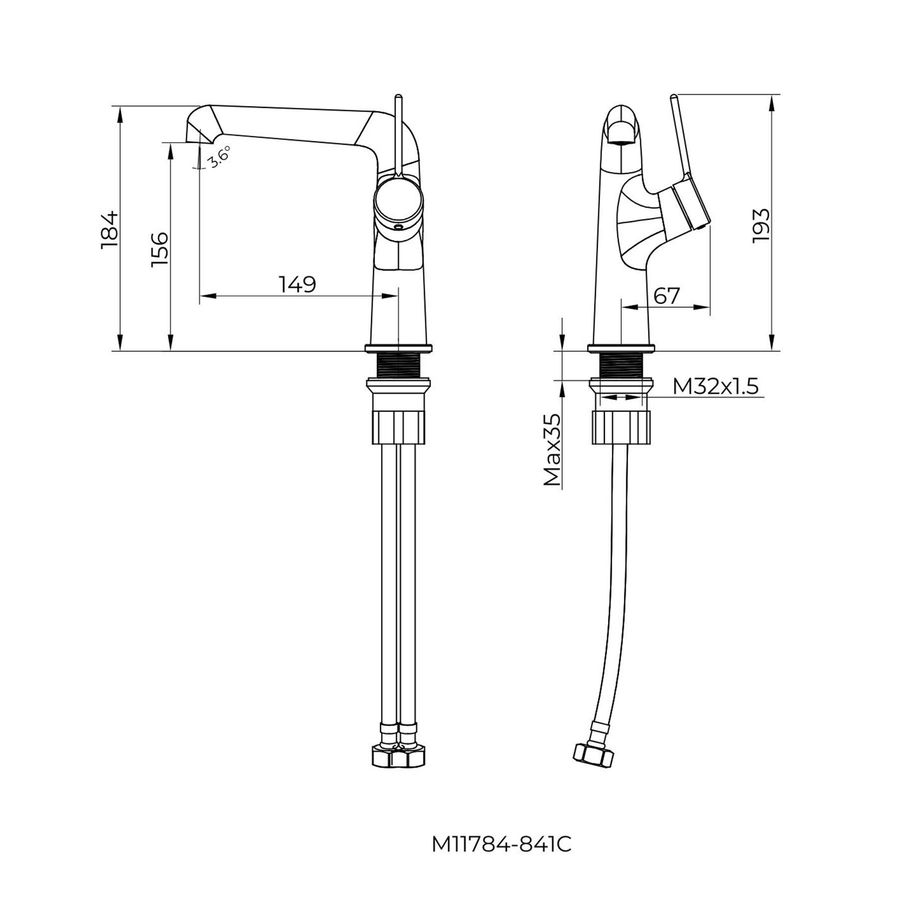 Noir Mono Basin Mixer Tap Elegant Design - Chrome