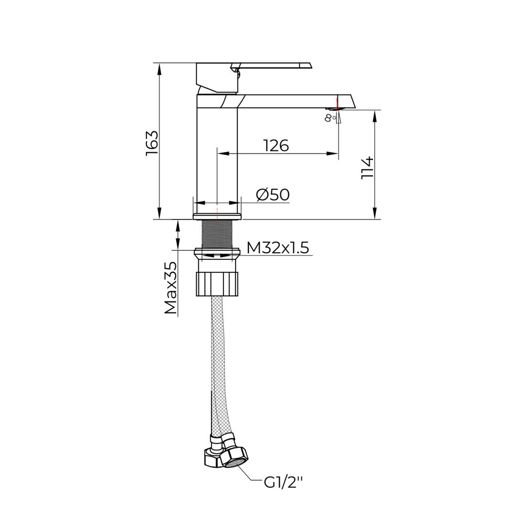 Noble Round Mono Basin Mixer Tap Elegant Design - Gun Metal Grey