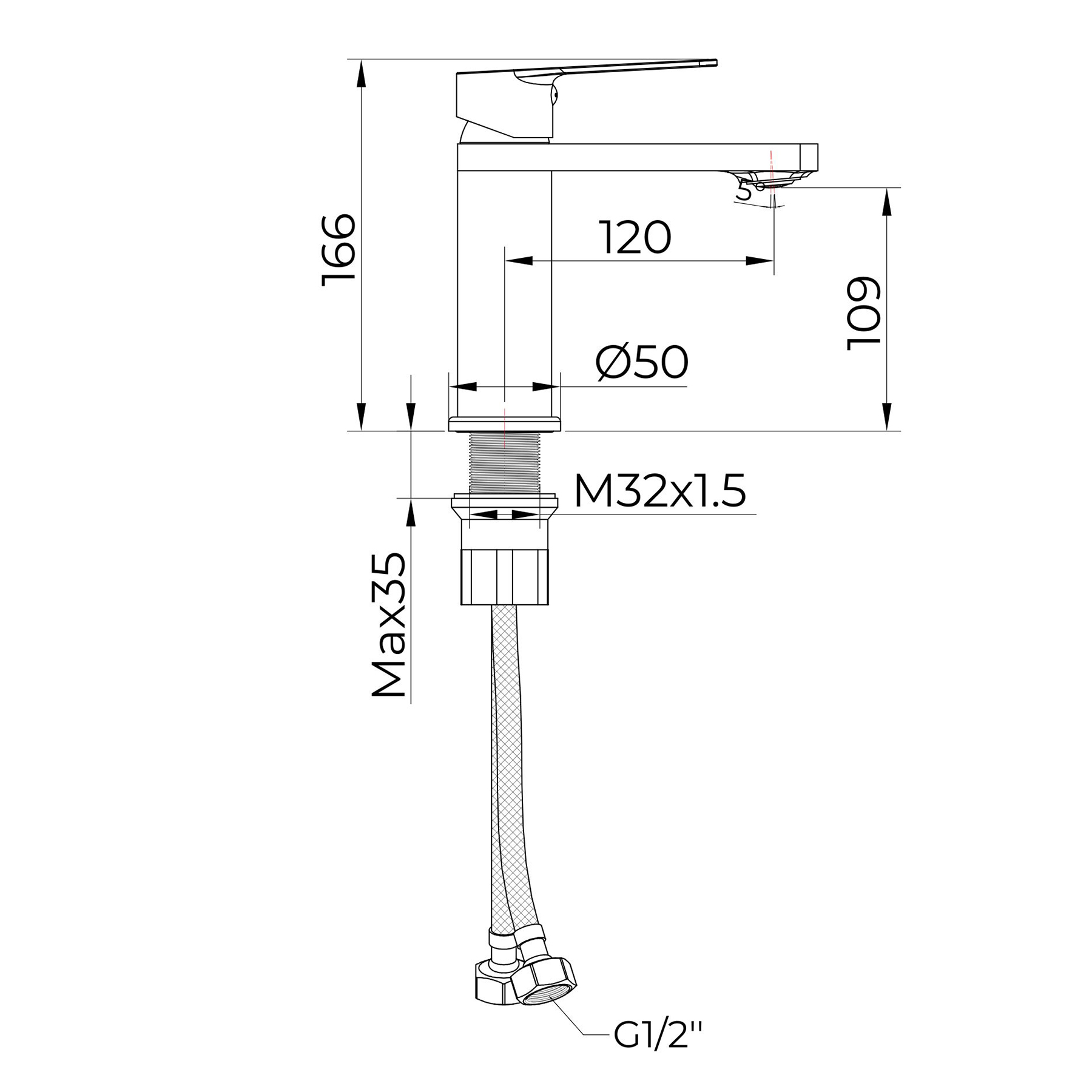Elara Mono Basin Mixer Tap Elegant Design - Brushed Bronze