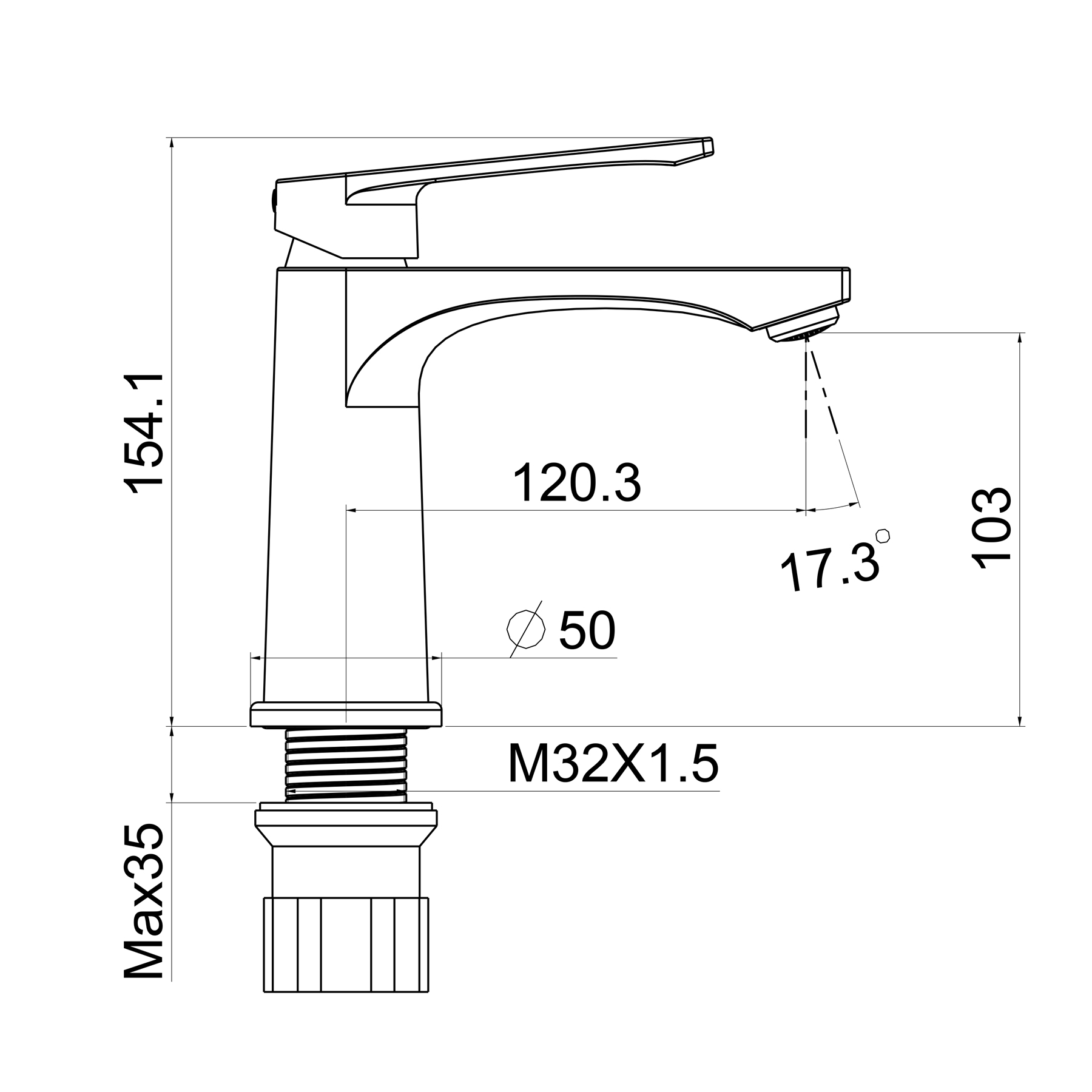 Cora Mono Basin Mixer Lever Tap Elegant Design - Chrome