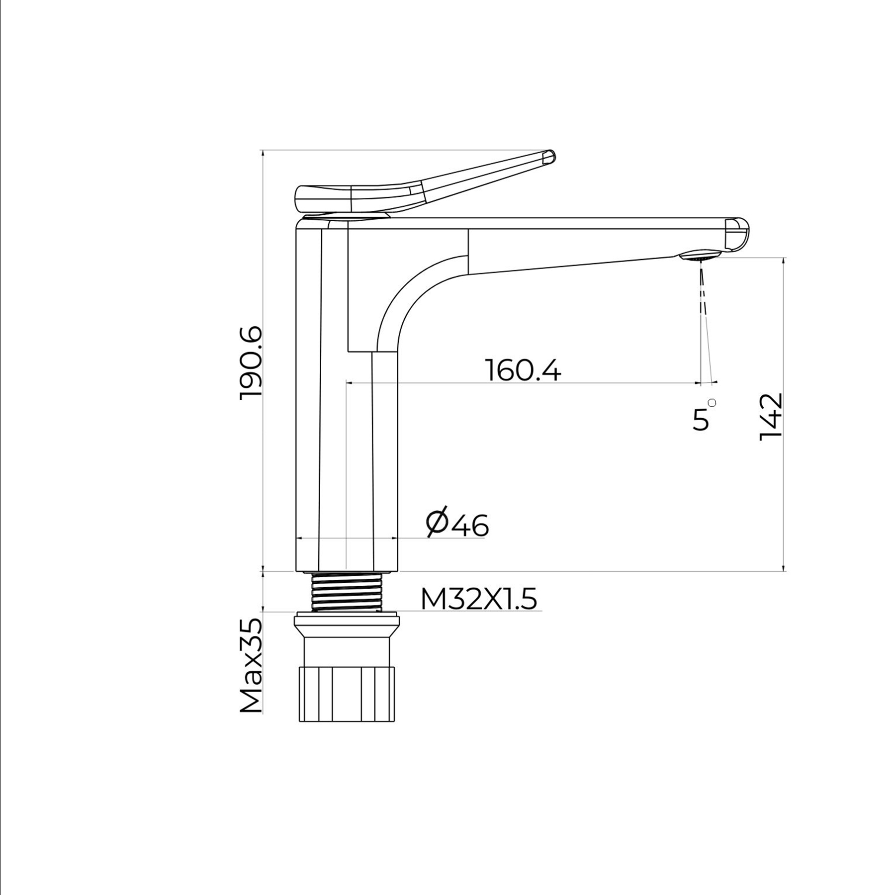 Revno Square Mono Basin Mixer Tap Elegant Design - Brushed Brass