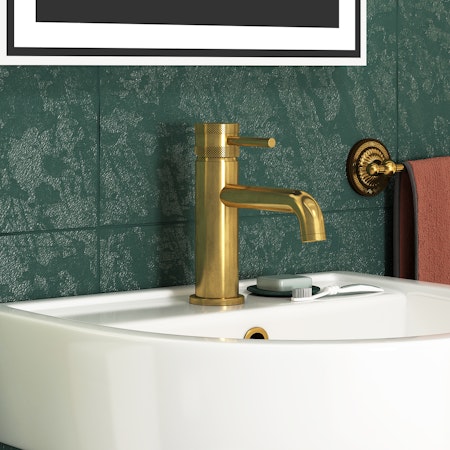 Modern Brushed Brass Core Round Mono Basin Mixer Sleek Design Tap for Bathroom Sink Faucets