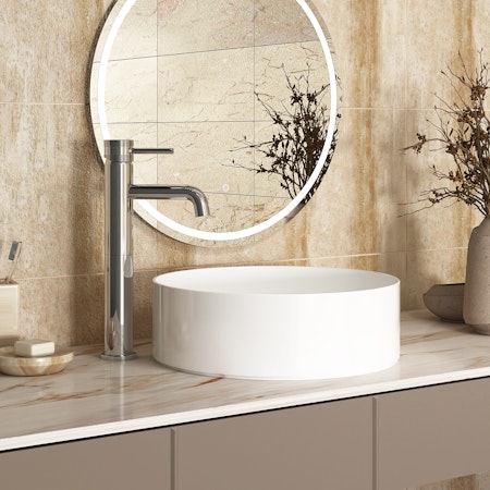 Modern Chrome Core Round High Rise Mono Basin Mixer Sleek Design Tap for Bathroom Sink Faucets