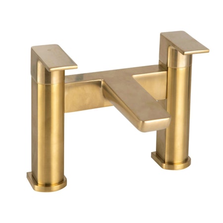 Modern Brushed Brass Muro Bathroom Deck Mounted Bath Filler Tap