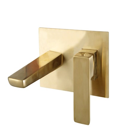 Modern Brushed Brass Muro Bathroom Wall Mounted Bath Filler Tap
