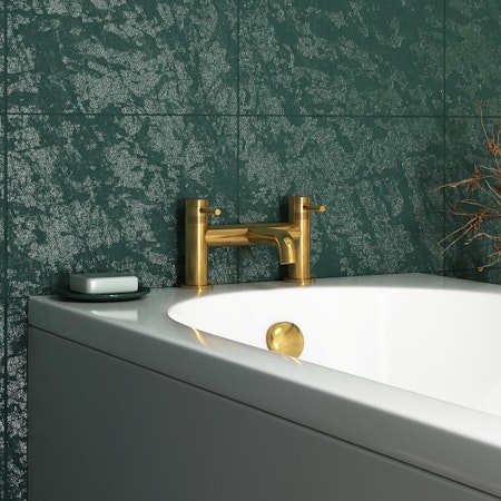 Modern Brushed Brass Core Bathroom Deck Mounted Bath Filler Tap