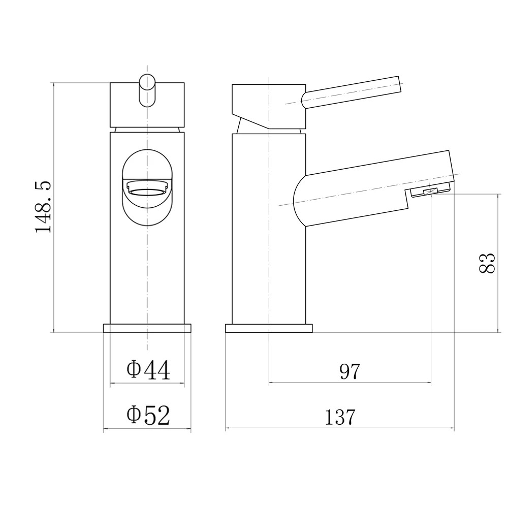 Modern Bathroom Round Mono Minimalist Basin Mixer Tap - Chrome