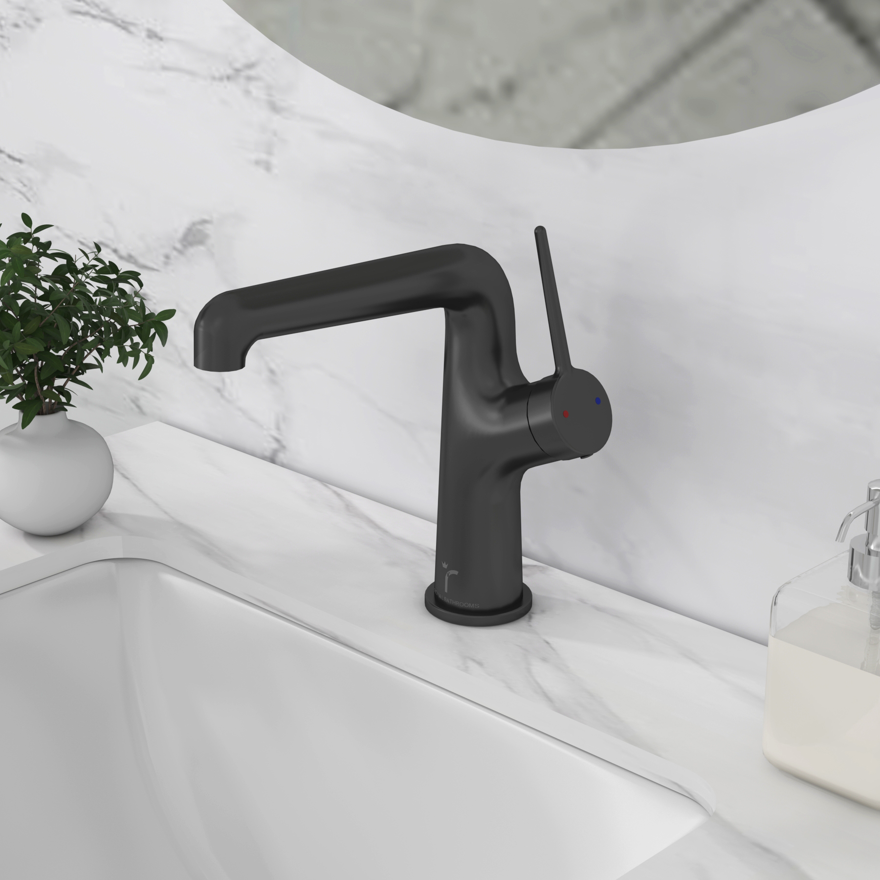 Noir Round Mono Basin Mixer Tap Elegant Design - Matt Black