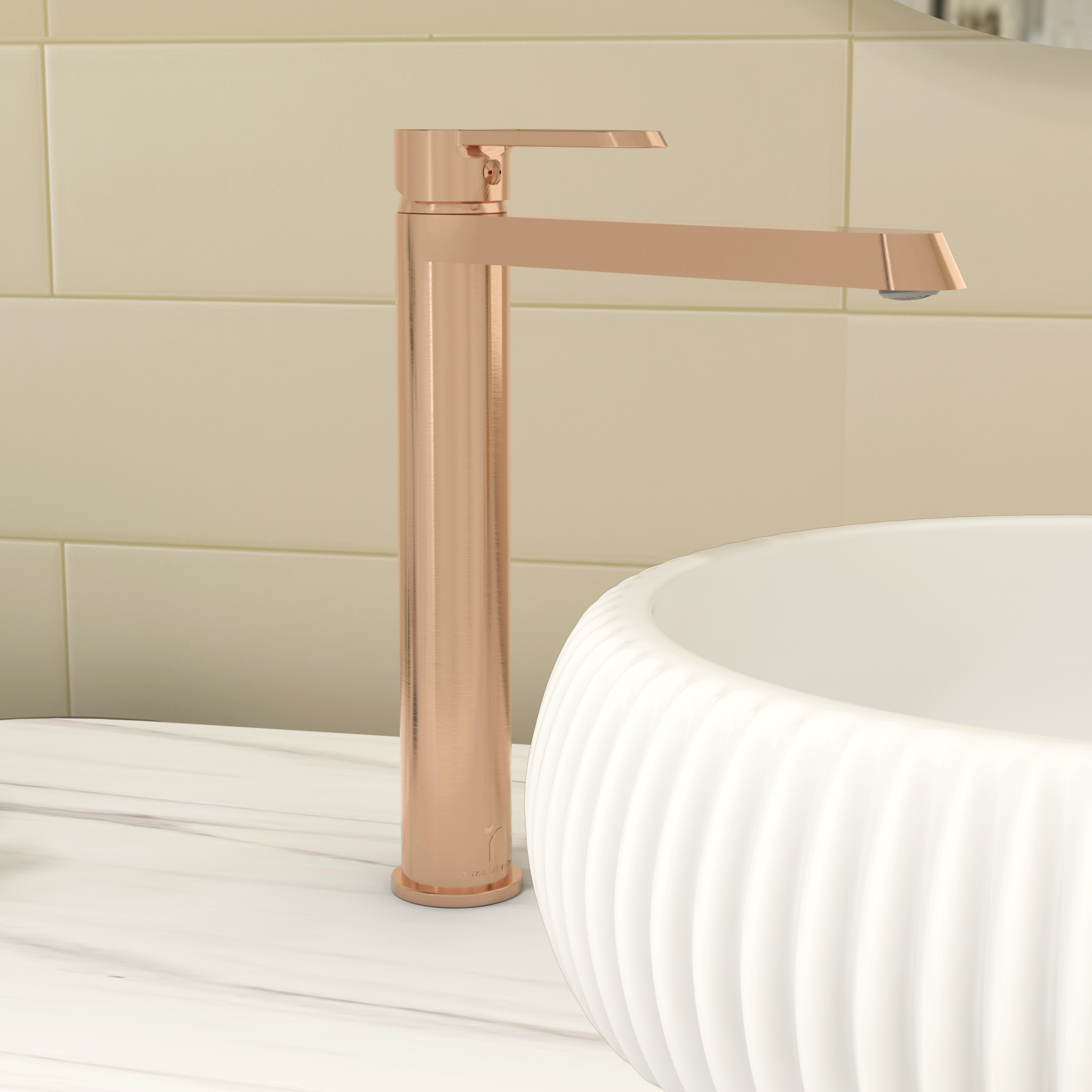 Noble High Rise Round Mono Basin Mixer Tap with Elegant Design - Brushed Bronze