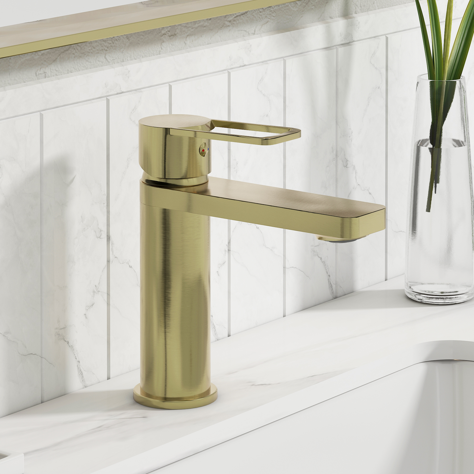 Elara Mono Basin Mixer Tap Elegant Design - Brushed Brass