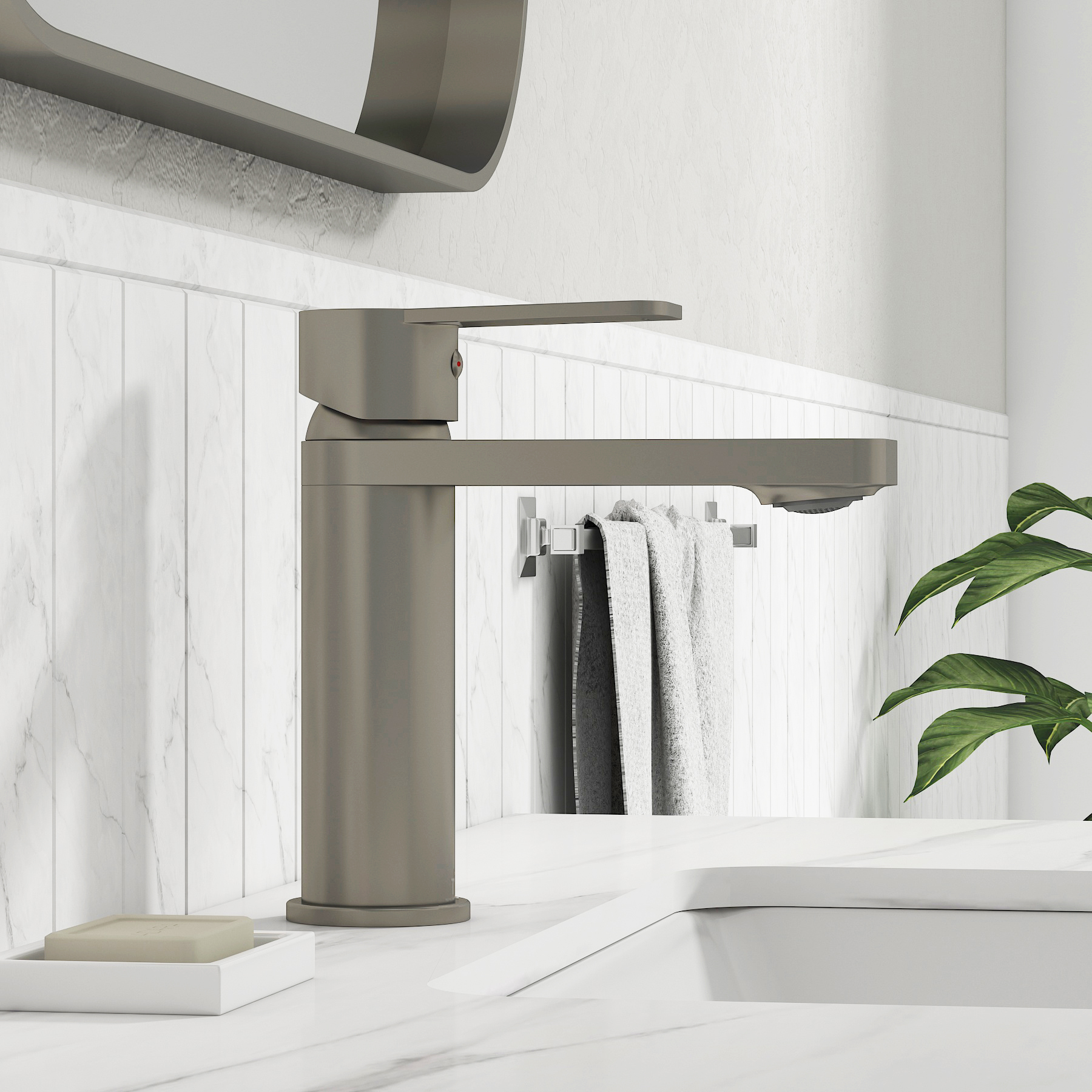 Elara Mono Basin Mixer Tap Elegant Design - Gun Metal Grey