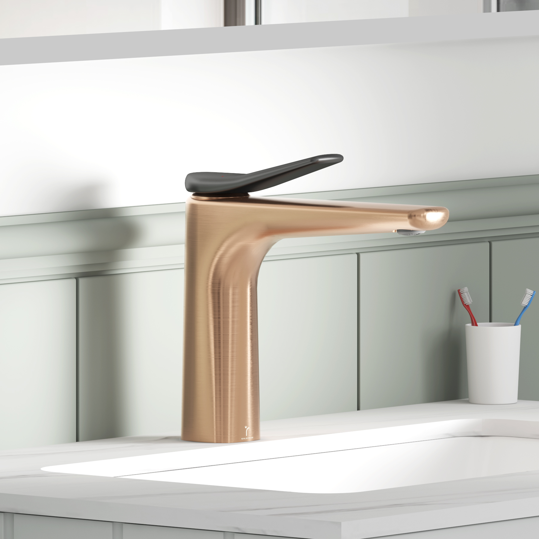 Revno Square Mono Basin Mixer Tap Elegant Design - Brushed Bronze
