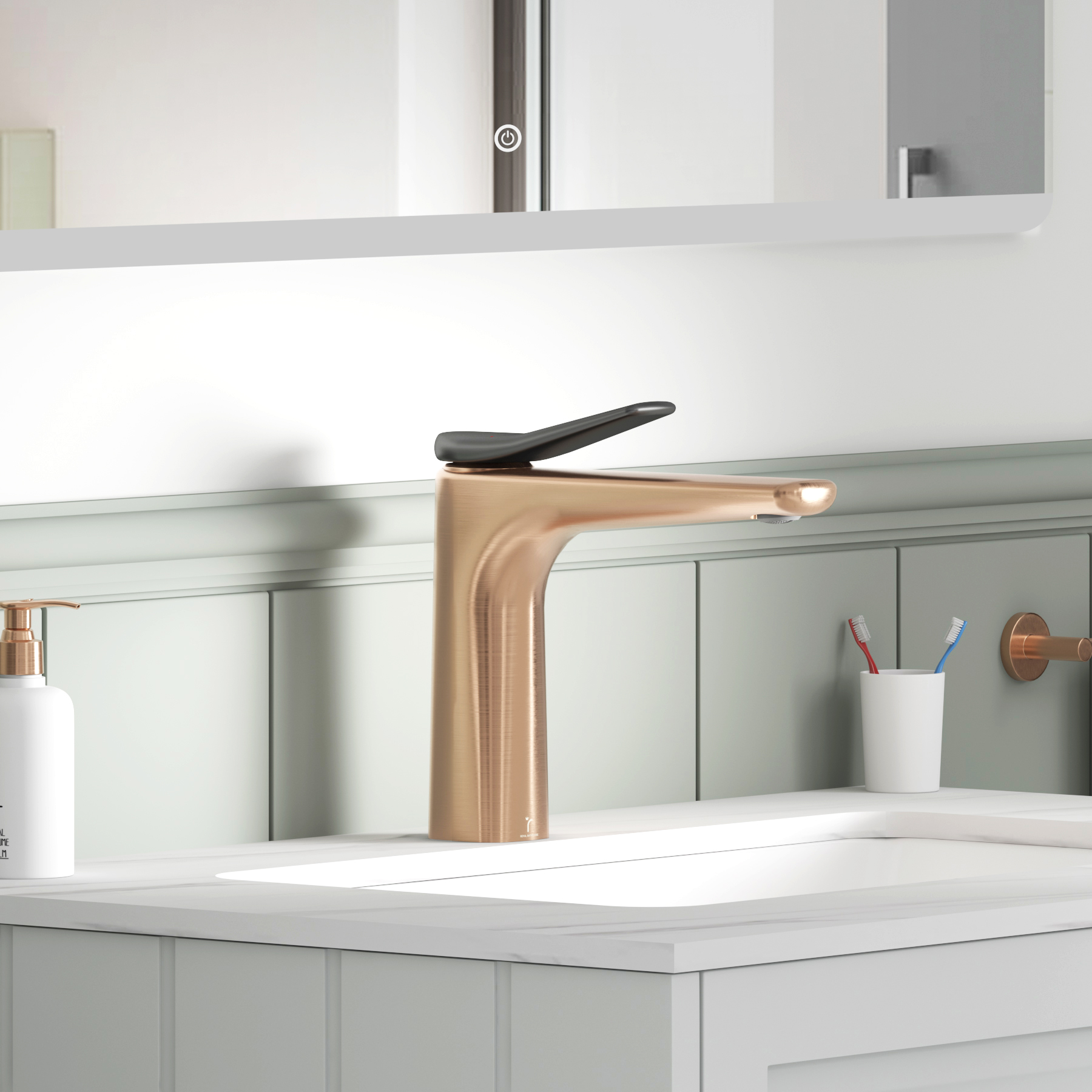 Revno Square Mono Basin Mixer Tap Elegant Design - Brushed Bronze