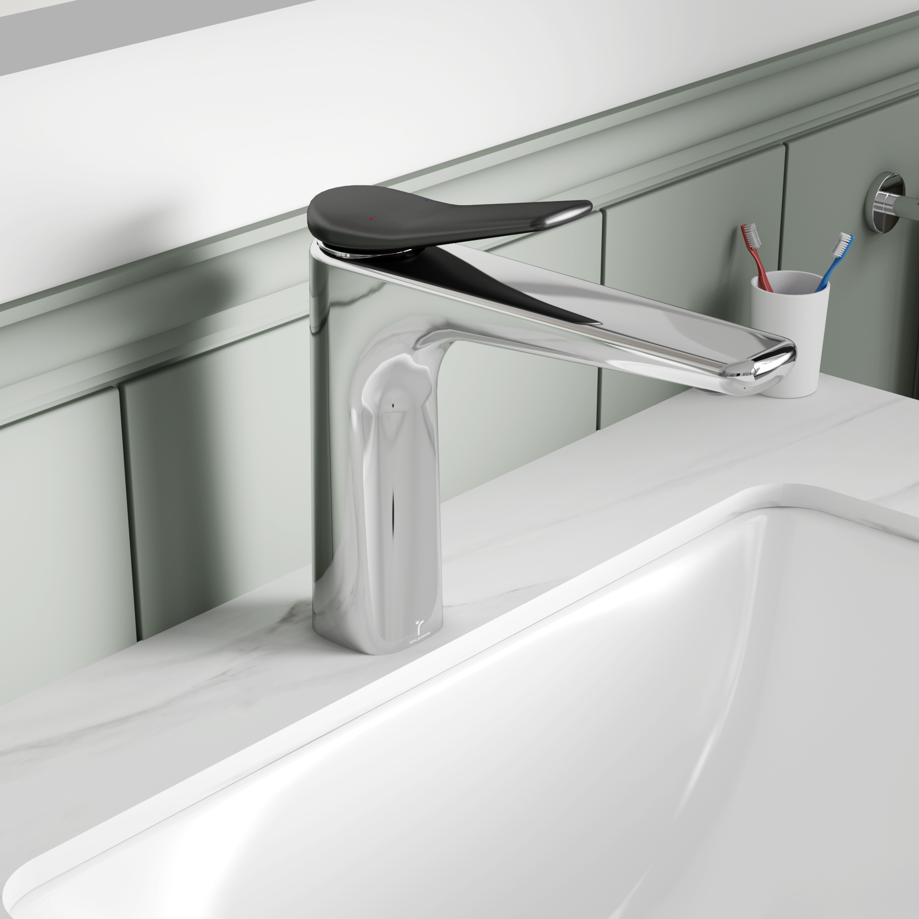 Revno Square Mono Basin Mixer Tap Elegant Design - Chrome
