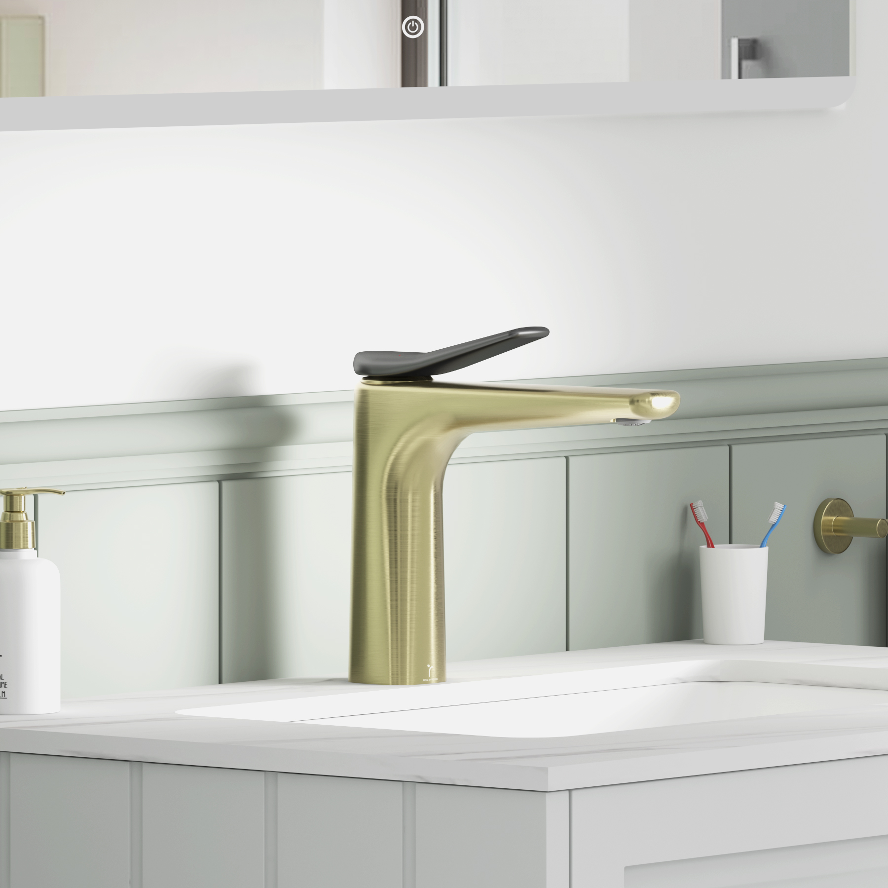 Revno Square Mono Basin Mixer Tap Elegant Design - Brushed Brass
