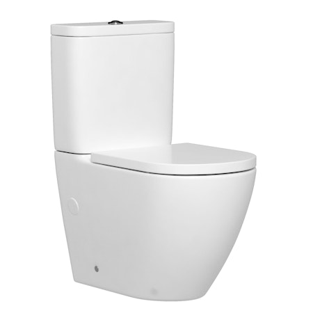 Rimless Close Coupled Toilet with Cistern and Soft Close Seat - Abacus