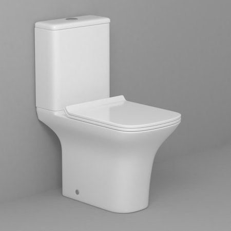 Rimless Close Coupled Toilet with Cistern and Slim Soft Close Seat - Cube