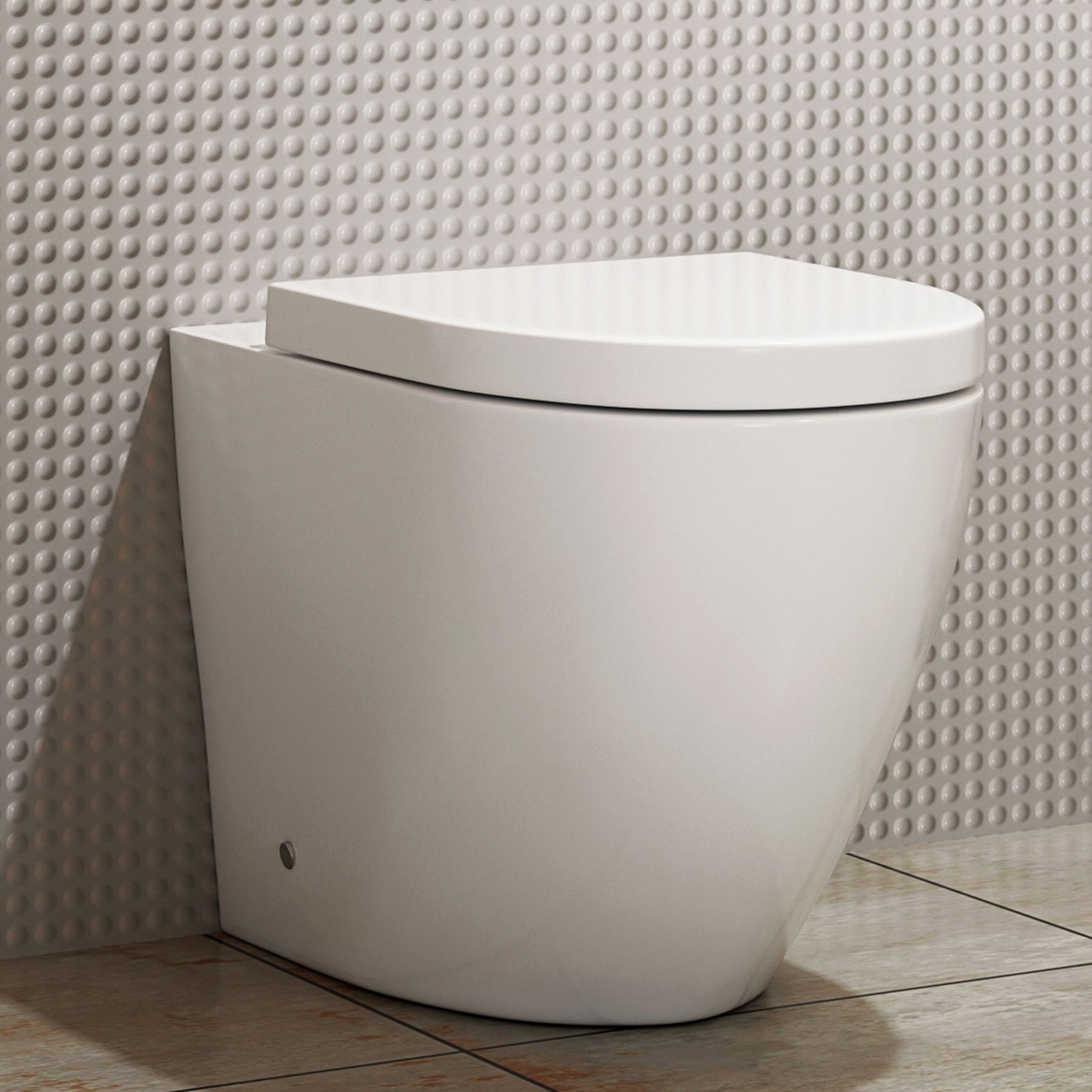 Abacus Gloss White Back to Wall Toilet with Soft Close Seat - Round