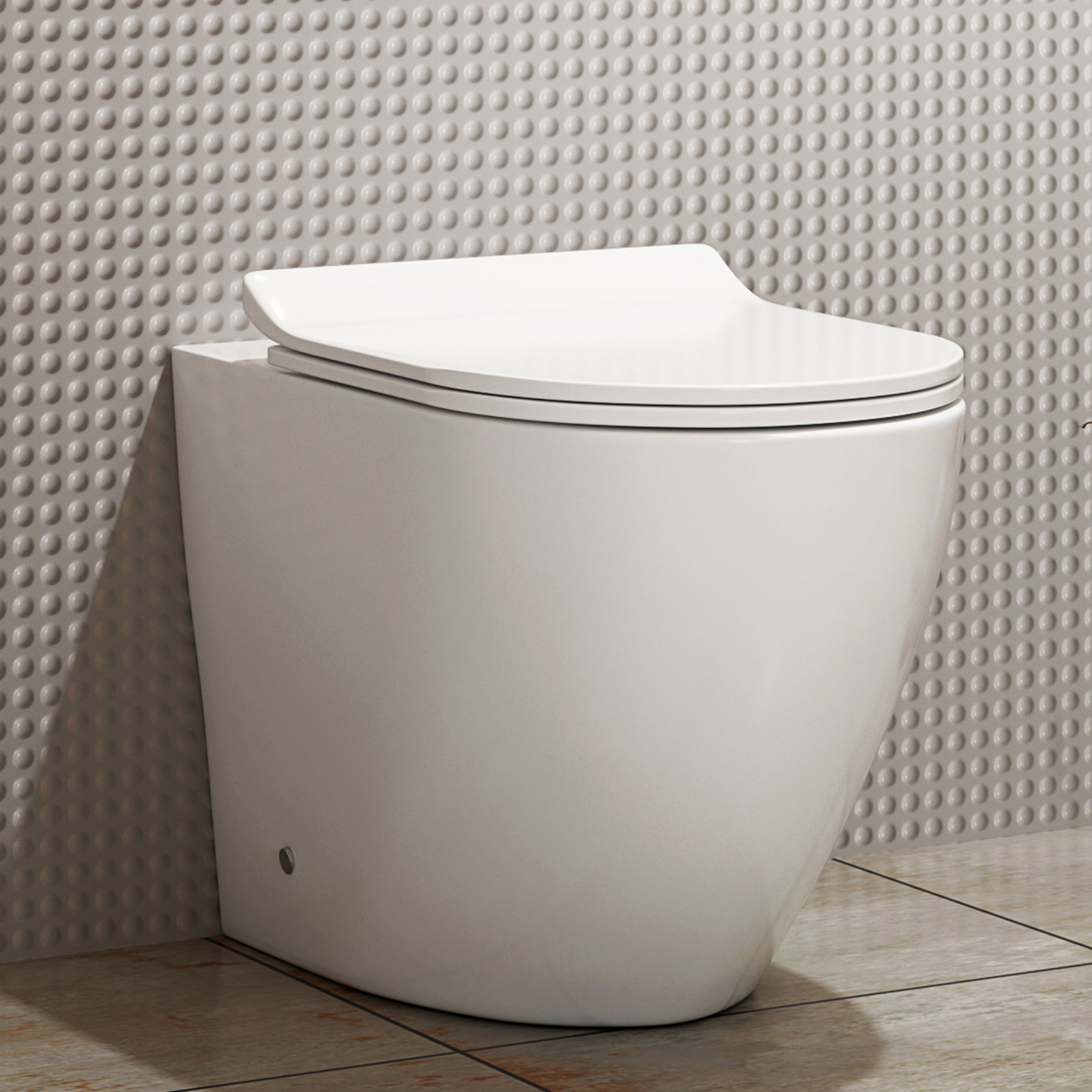 Abacus Gloss White Back to Wall Toilet with Slim Soft Close Seat - Round