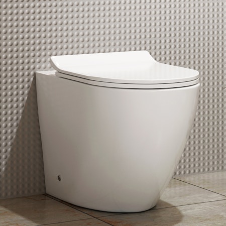 Comfort Height Back to Wall Rimless Toilet with Slim Soft Close Seat - Abacus